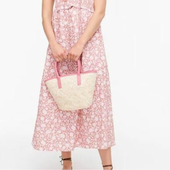 J.Crew Woven tote with leather trim AZ138 NWOT - Picture 3 of 9